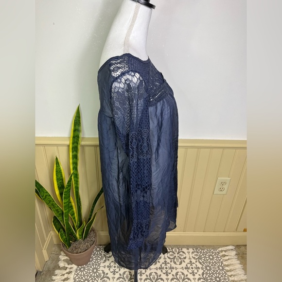 Giulia Sheer Navy Lace Dress S | Made in Italy Boho Festival Romantic Fairycore - Picture 4 of 11